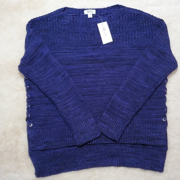 Style & Co Sweater Lace Up Pullover Purple Xs - Picture 2 of 5